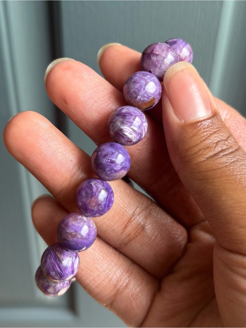 HQ Russian Charoite Crystal Bracelet 12mm - Picture 5 of 12